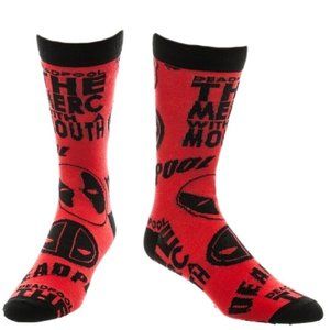 Deadpool Socks All Over Print Mens' Crew 1 Pair‎ NWT